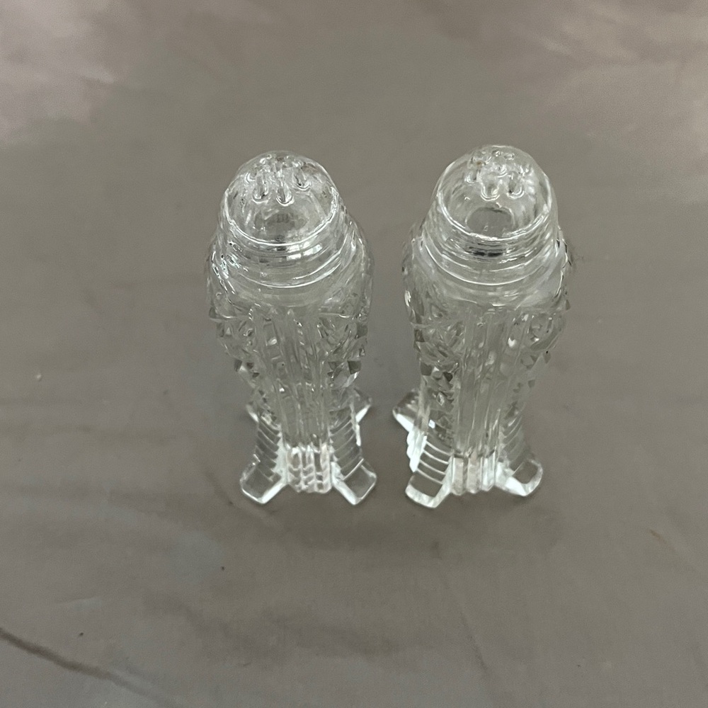 VTG Art Deco Style Bohemia Glass Crystal Salt And Pepper Shaker - Picture 3 of 6